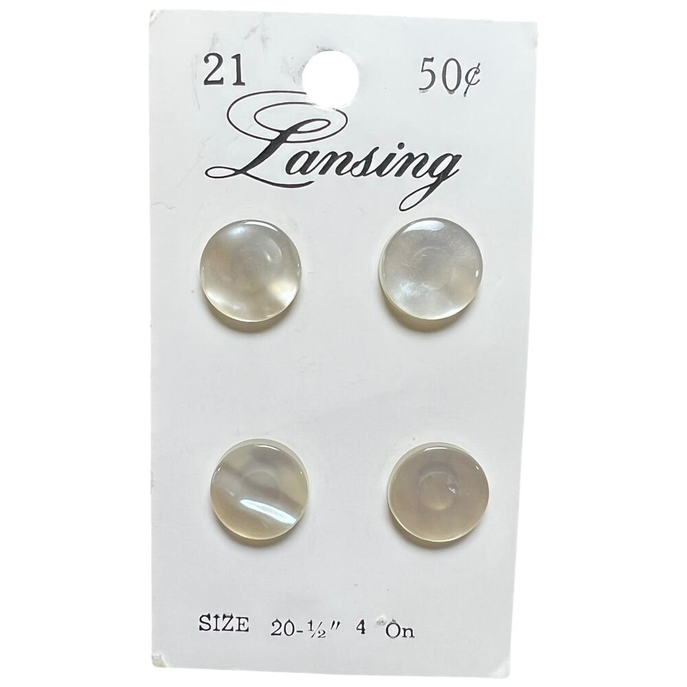 Vintage Lansing Pearly White Buttons Metal Closures NOS Card Iowa